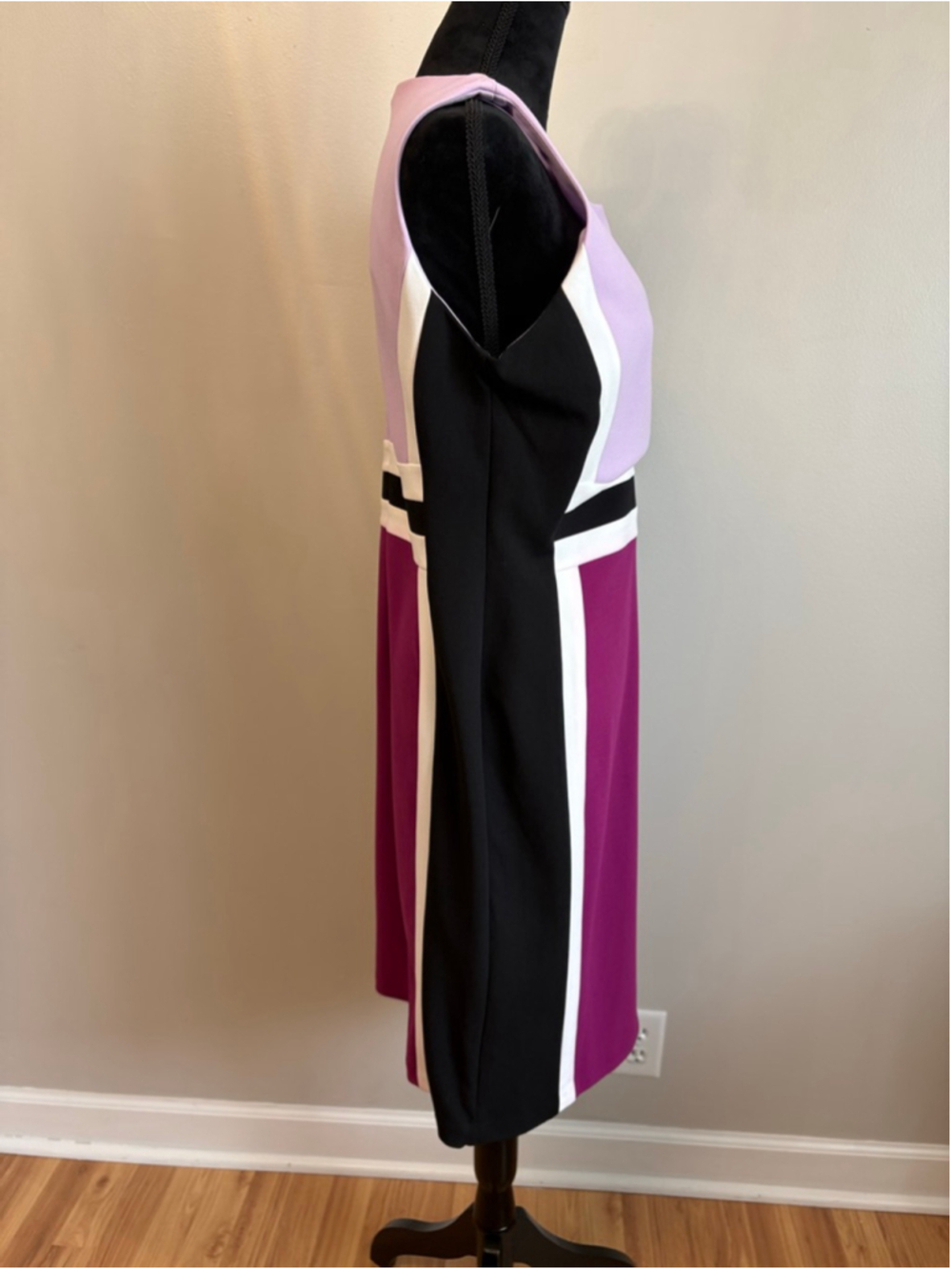 Women's liz Claiborne Color Block Sheath Dress in Black and Purple size 12